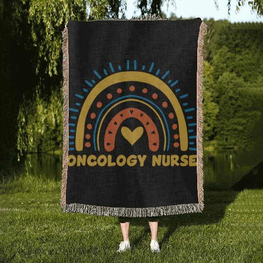 Great Oncology Nurse Rainbow RN Nurses Team Woven Blankets