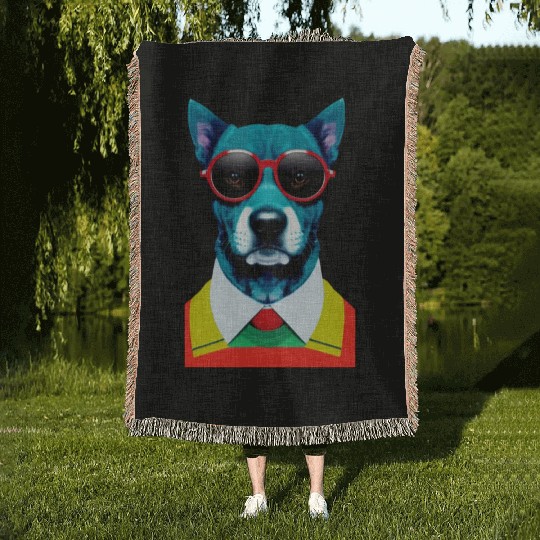 Cool dog Woven Blankets