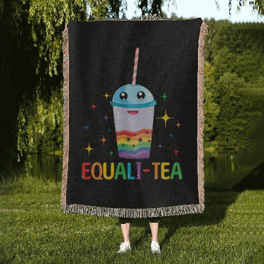 Equality Tea Gay LGBTQ Rainbow LGBT Pride Month Woven Blankets