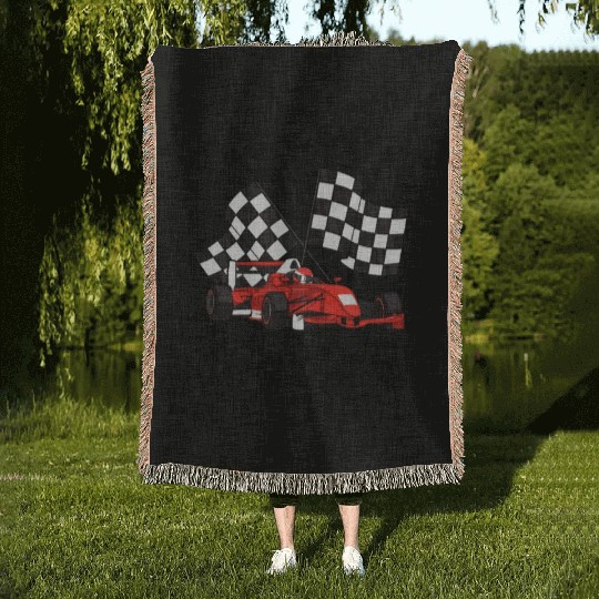 Race Car Matching Family Pit Crew Birthday Party Woven Blankets