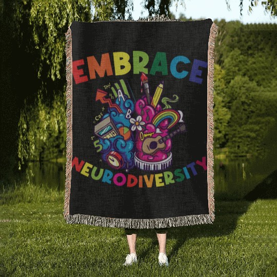 Embrace Neurodiversity Funny Adhd Woven Blankets