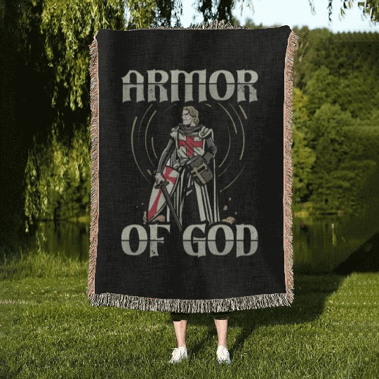 Armor of God Templar Knight Christian Faith Jesus Woven Blankets