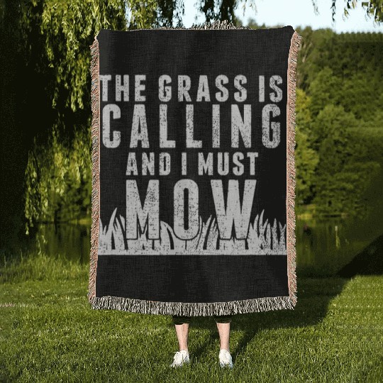 Lawn Mowing idea Funny Gardening Quote Dad Woven Blankets