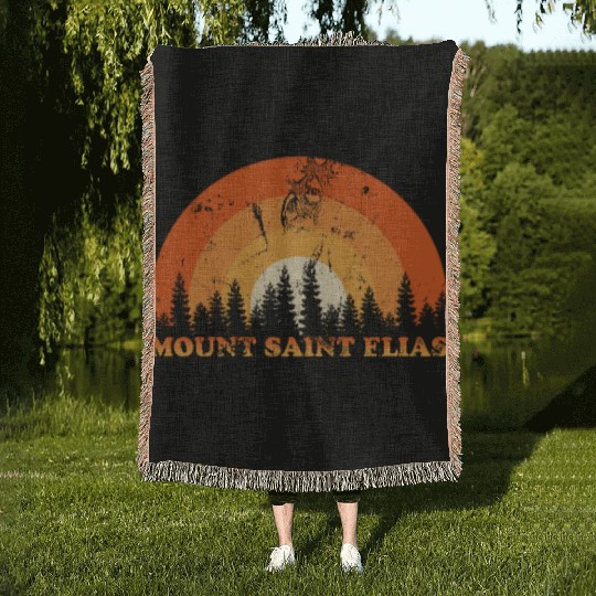 Vintage Mount Saint Elias Fan Retro Cool Sunset Woven Blankets