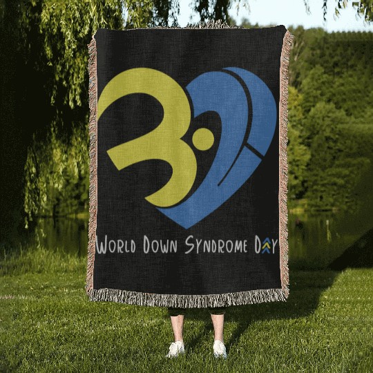 Love World Down Syndrome Awareness Day Love 3 Woven Blankets