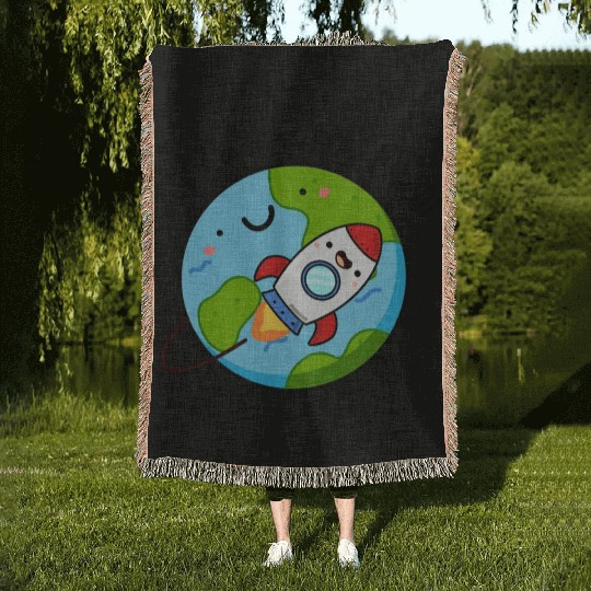 You Rock Et My World Cute Rocket Woven Blankets