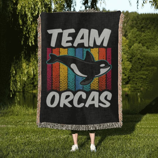 Team Orcas Orca Protect Whale Sea Woven Blankets