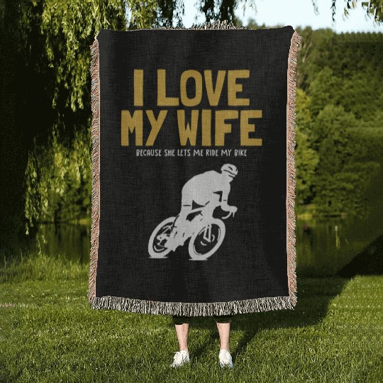 I love my Wife Cyclist Gravel City Bike Cyclist Woven Blankets