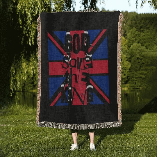 God Save The King Charles British Royal Punk Woven Blankets