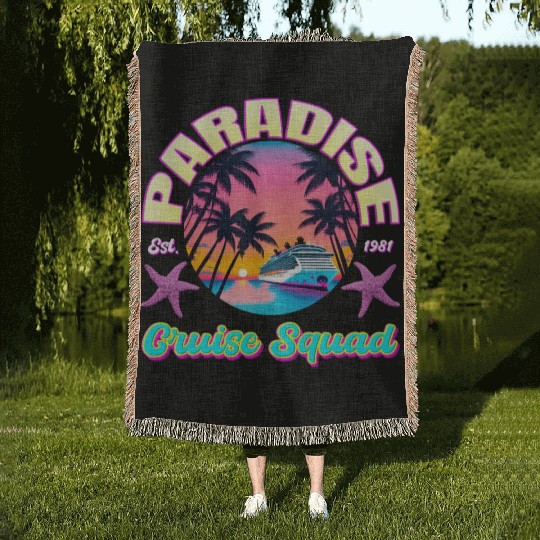 Paradise Cruise Squad: 80's Miami Cruise Ship Woven Blankets