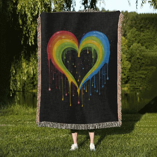 Love is Universal: LGBTQ+ Rainbow Heart, Woven Blankets