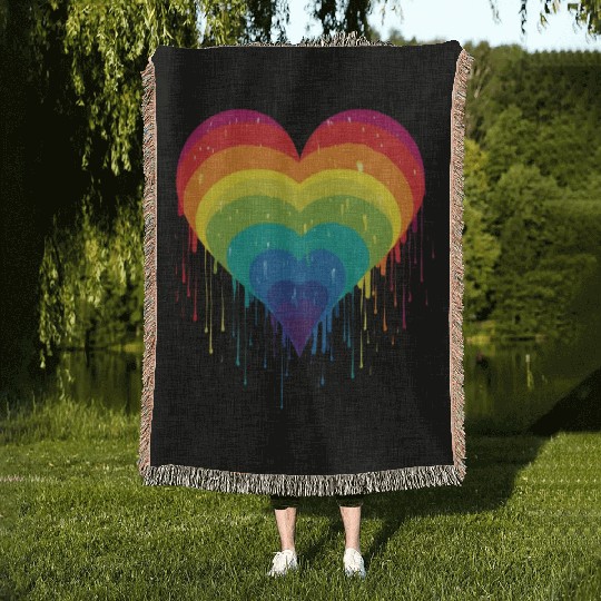 Queer & Loving It: LGBT Rainbow Heart, Supporting Woven Blankets