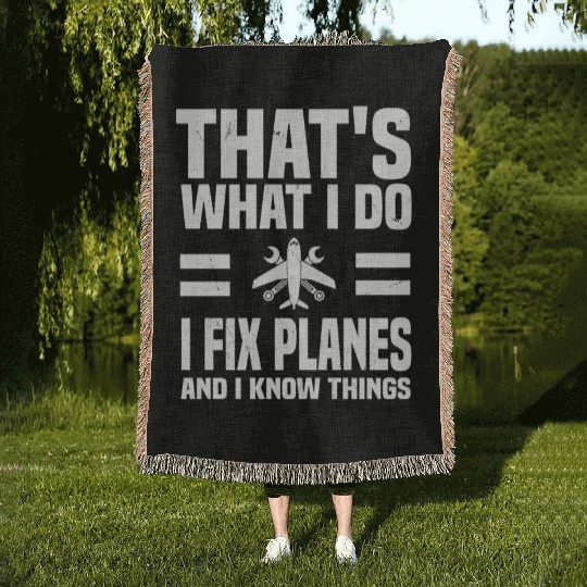Funny Aircraft Mechanic Quote Woven Blankets