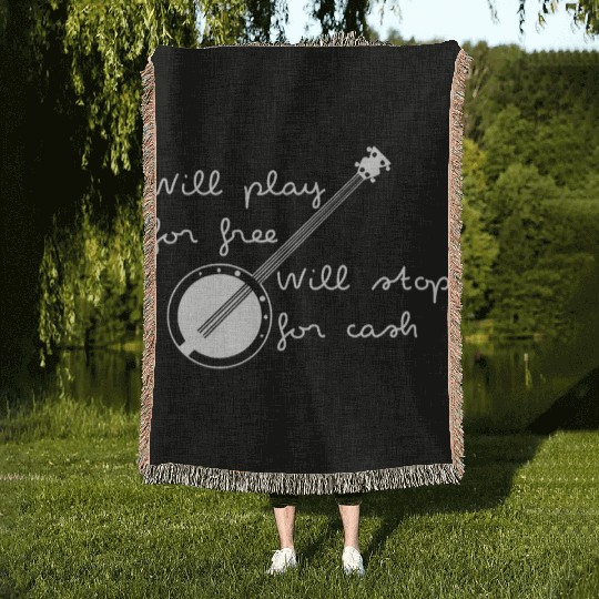 Hilarious Will Play For Free Guitar Guitarist Woven Blankets