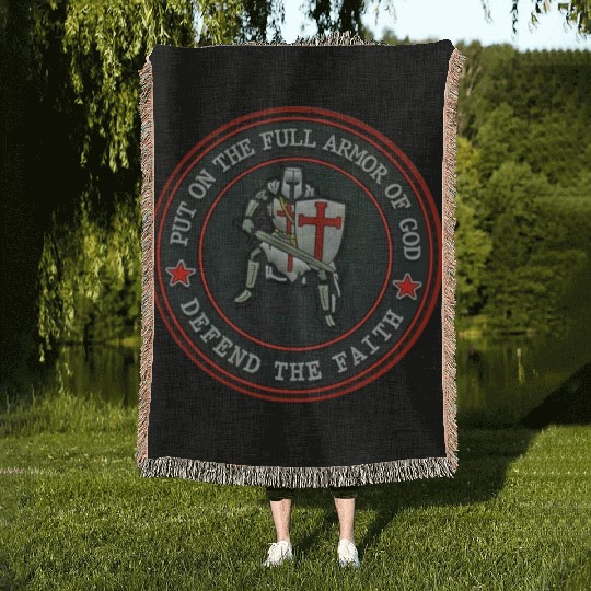 Armor Of God Defender Of Faith Woven Blankets