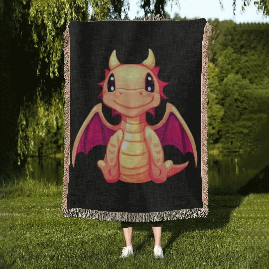 CUTE DRAGON Woven Blankets