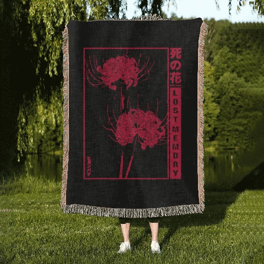 Lost Memory - red spider lily Woven Blankets
