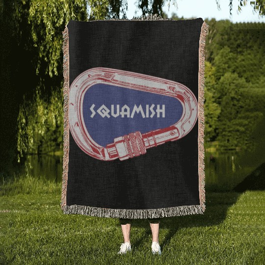 Squamish Rock Climbing Carabiner Woven Blankets