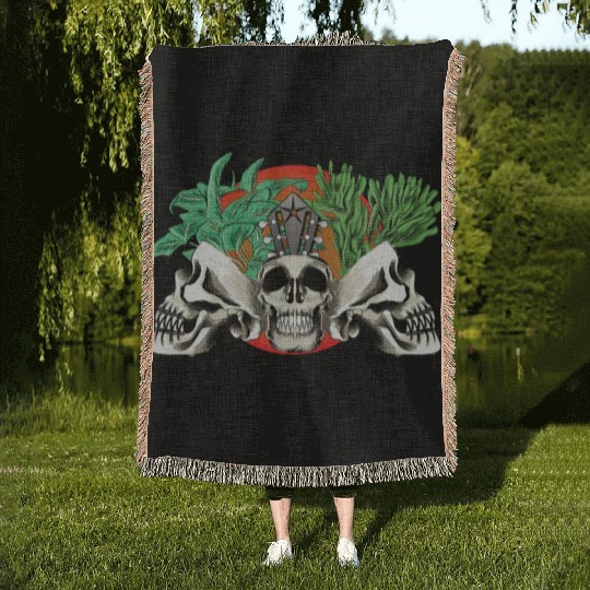 Skull Plant of the blood moon night light Woven Blankets