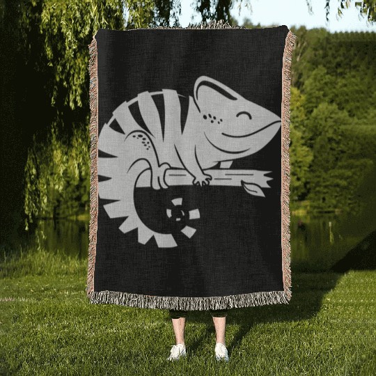 Chubby Iguana Happy Lizard Lover Woven Blankets