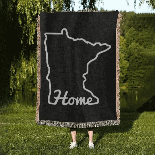 Minnesota Home Mn State Map Minnesotan Woven Blankets