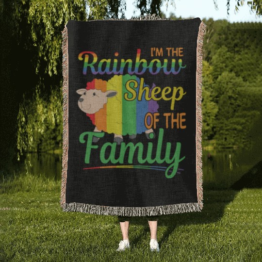 I’m Rainbow Sheep Of The Family Woven Blankets