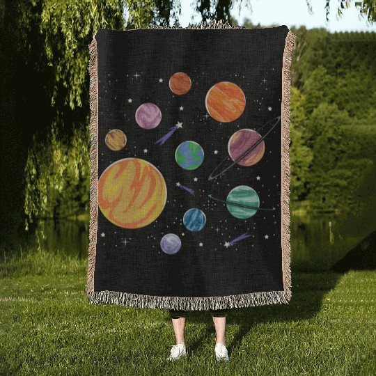 Solar System Planets Science Space Boys Girls Woven Blankets