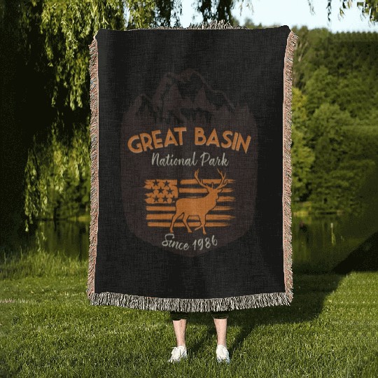 Great Basin National Park Us Flag Elk Mountains Woven Blankets