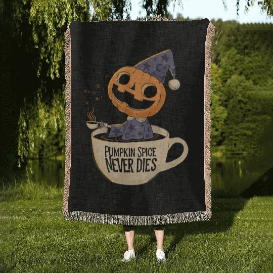 Pumpkin Spice Never Dies Woven Blankets