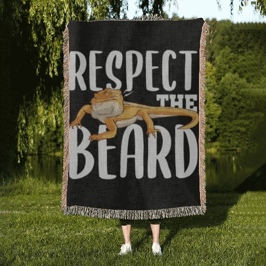 RESPECT THE BEARD Gifts Reptile Lover Keeper Woven Blankets