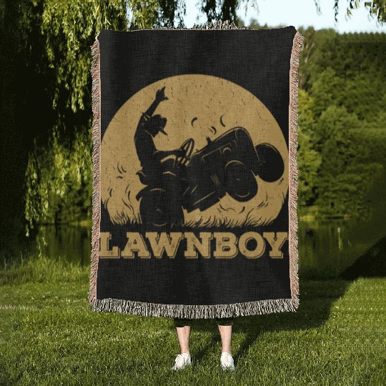 Funny Lawnboy Outfit Lawn Mower Lawn Mowing Woven Blankets