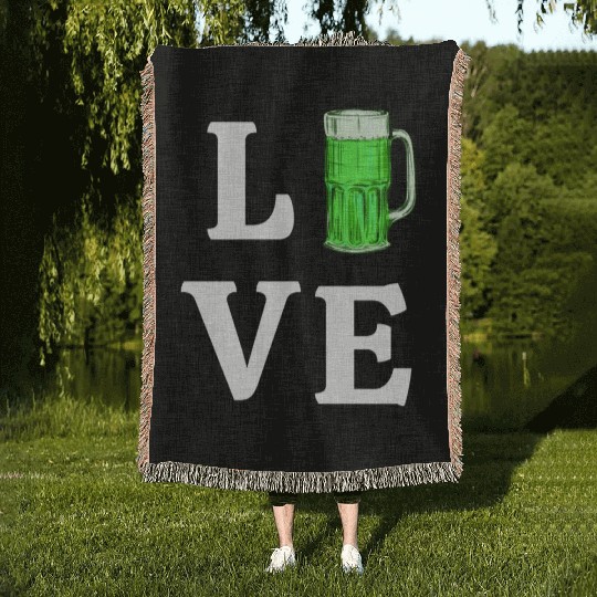 Love Green Beer Woven Blankets