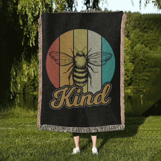 Be Kind Bee Kind Kindness Inspirational Teacher Woven Blankets