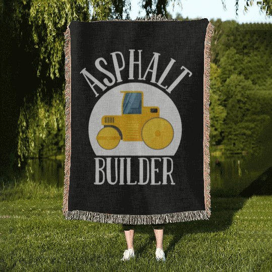 asphalt builder street builder construction worker Woven Blankets
