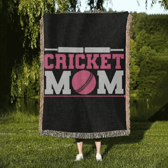 Cool Cricket Mom For Cricket Sports Lover Woven Blankets