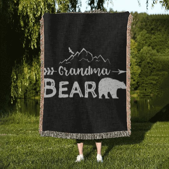 Grandma Bear Family Woven Blankets