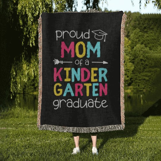 Proud Mom Mother Kindergarten Family Matching Grad Woven Blankets
