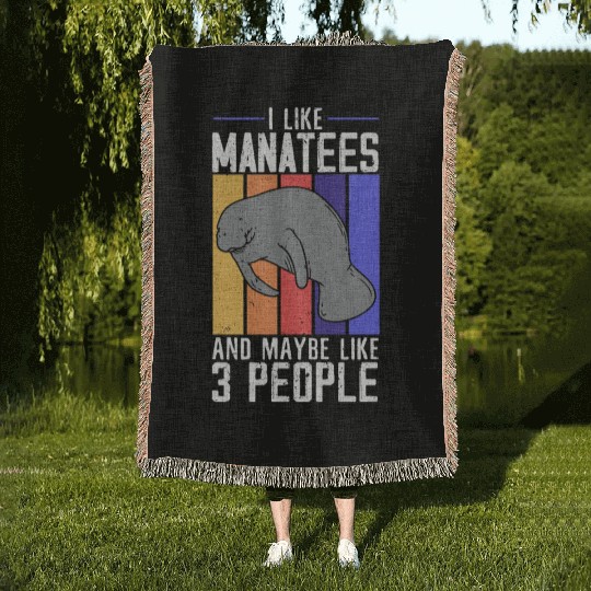 I Like Manatees Dugong Sea Cow Manatee Lover Woven Blankets