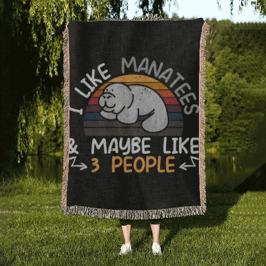 I Like Manatees Dugong Sea Cow Manatee Lover Woven Blankets