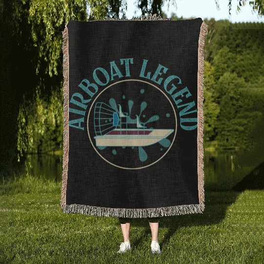 Airboat Legend Hydroplane Air Boat Propeller Swamp Woven Blankets