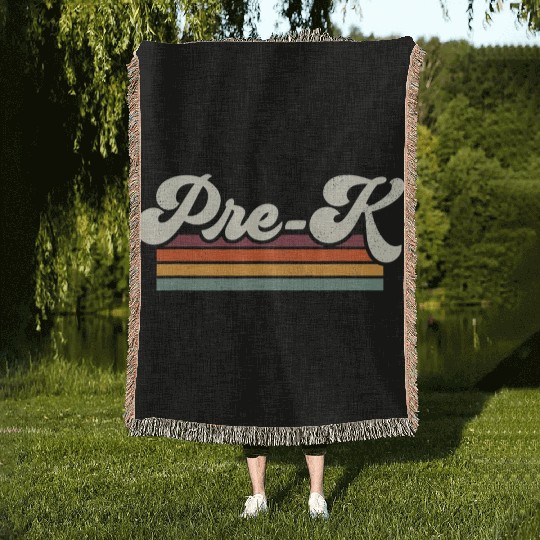 Retro Pre K Teacher Back To School Woven Blankets