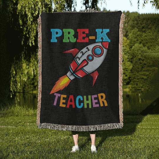 Space Pre K Teacher Preschool Back To School Woven Blankets