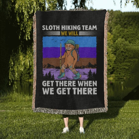 Sloth Hiking Team Wanderlust funny Mountaineer Woven Blankets