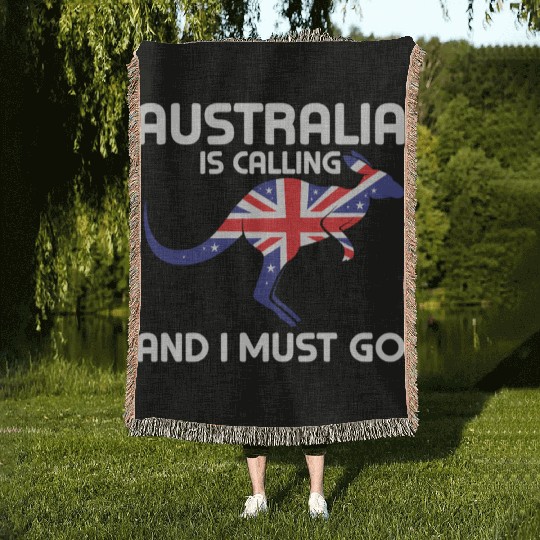 Australia Is Calling And I Must Go Kangaroo Austra Woven Blankets