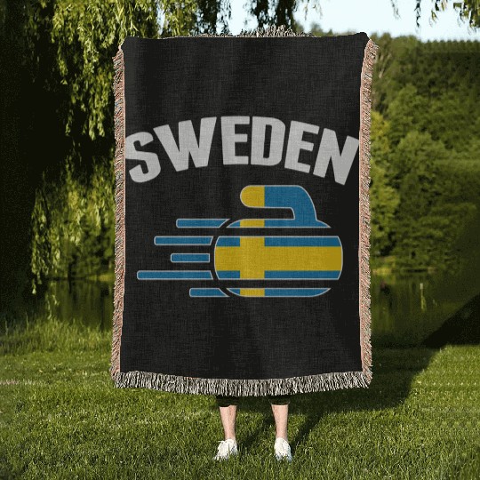 Sweden Curling Rock Sport Fans Swedish Curlers Win Woven Blankets
