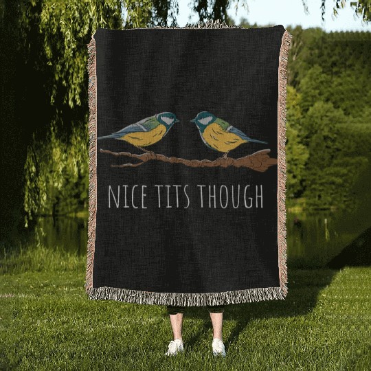 Funny Tit Bird Lover Birdwatching Birding Woven Blankets