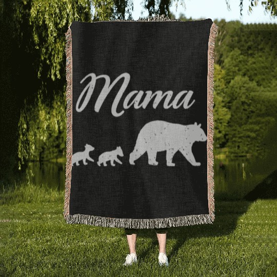 Mama Bear - With Two Cubs Twin Mom Mother's Day Gi Woven Blankets