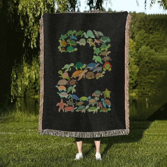 2nd birthday sea turtle tortoise theme 2 year old Woven Blankets