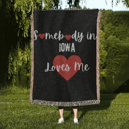Somebody in Iowa Loves Me Woven Blankets