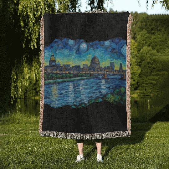 St Paul Minnesota Skyline Tribute Capital Charm Woven Blankets